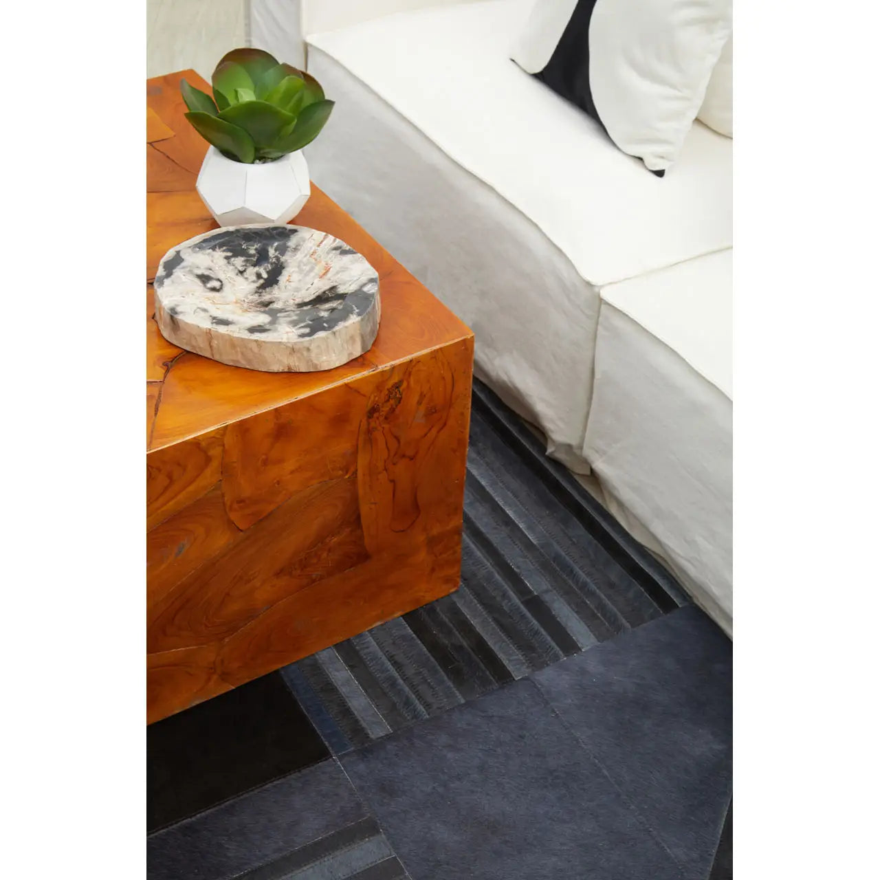 Cube Coffee Table Carved Teak | Bali Rustic - Wood Velvet