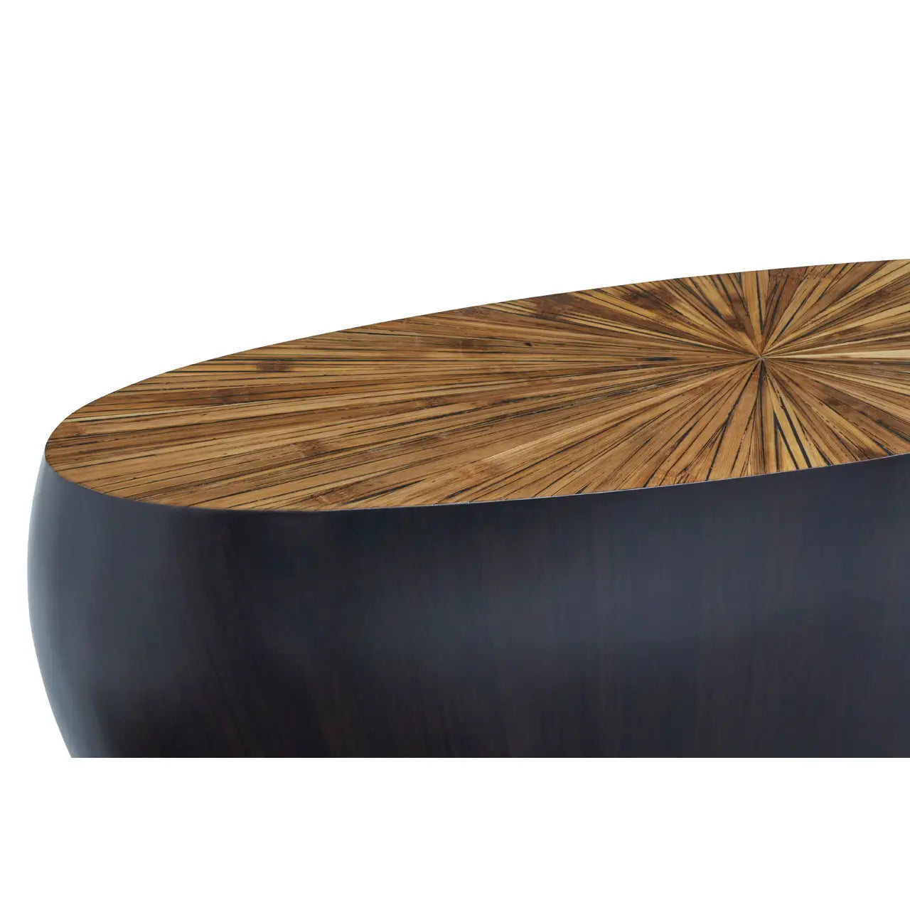Oval Accent Bamboo Console Table | Burst Feature Design - Wood Velvet