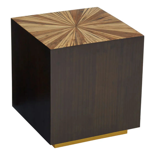 Square Accent Bamboo Side Table | Burst Feature Design - Wood Velvet
