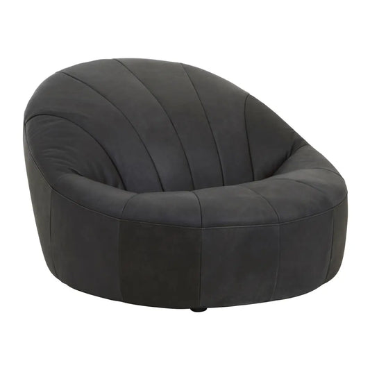 Leather Shell Accent Seat | Pleated Vintage Black - Wood Velvet