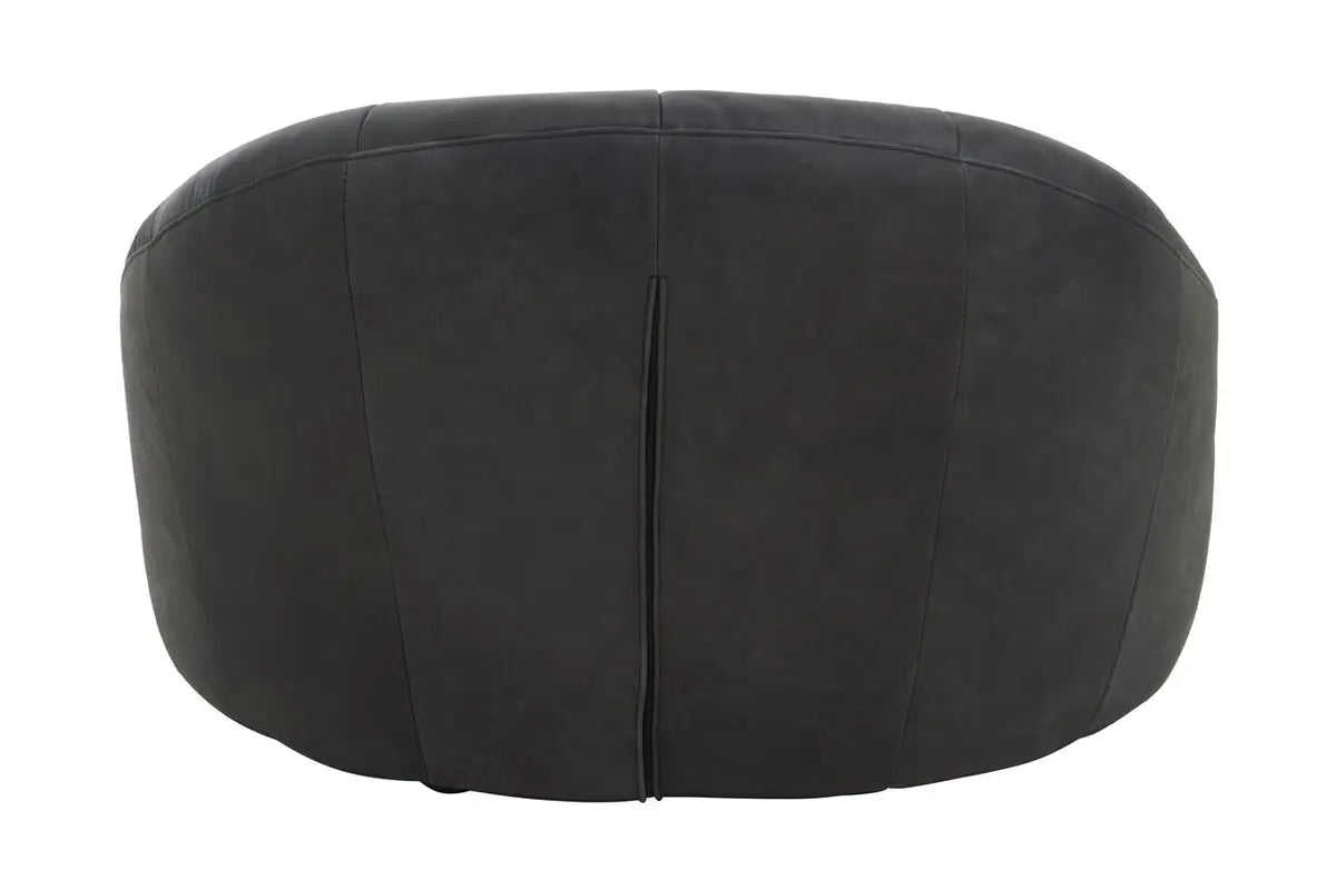 Leather Shell Accent Seat | Pleated Vintage Black - Wood Velvet