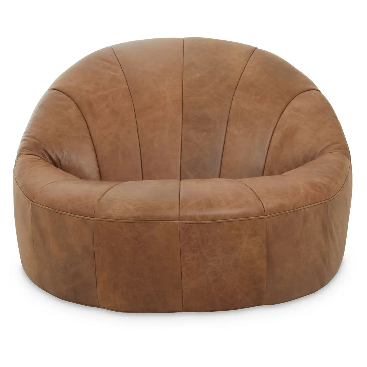 Leather Shell Accent Seat | Pleated Vintage Brown