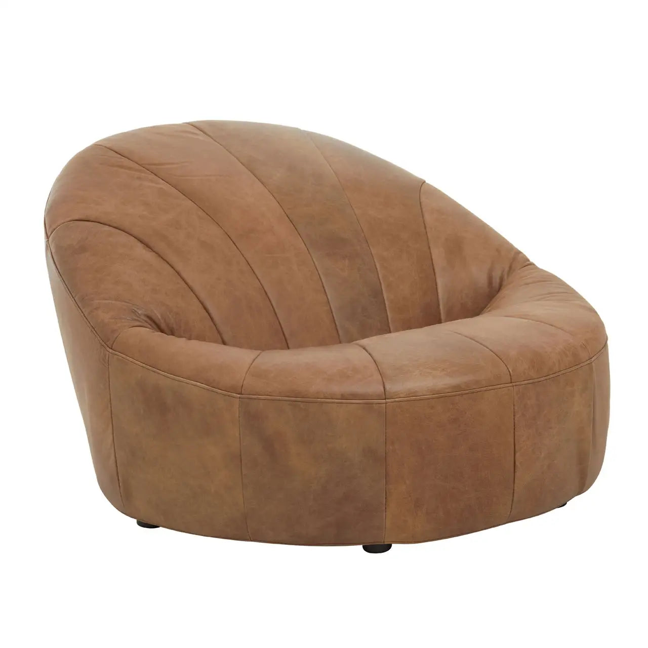 Leather Shell Accent Seat | Pleated Vintage Brown