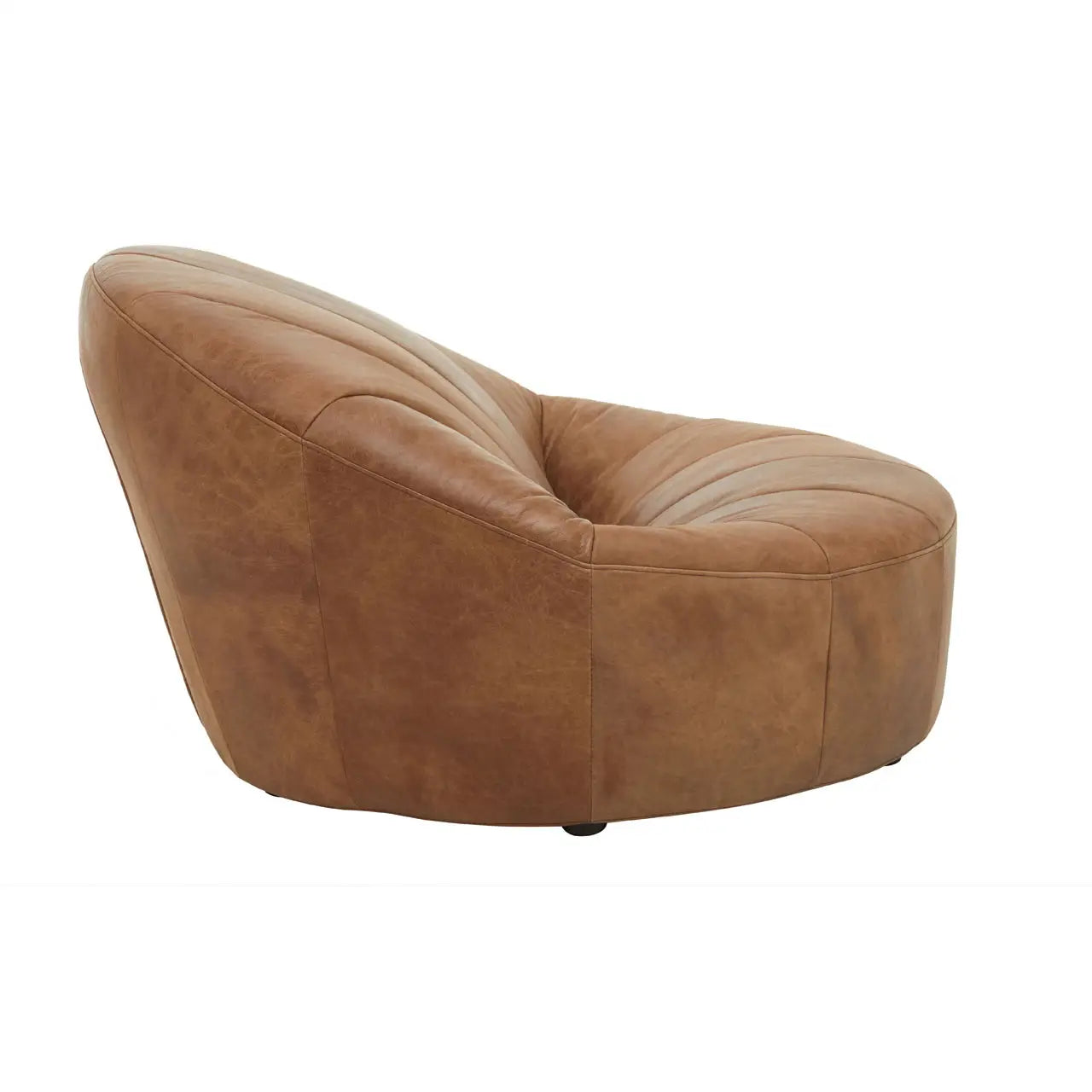 Leather Shell Accent Seat | Pleated Vintage Brown