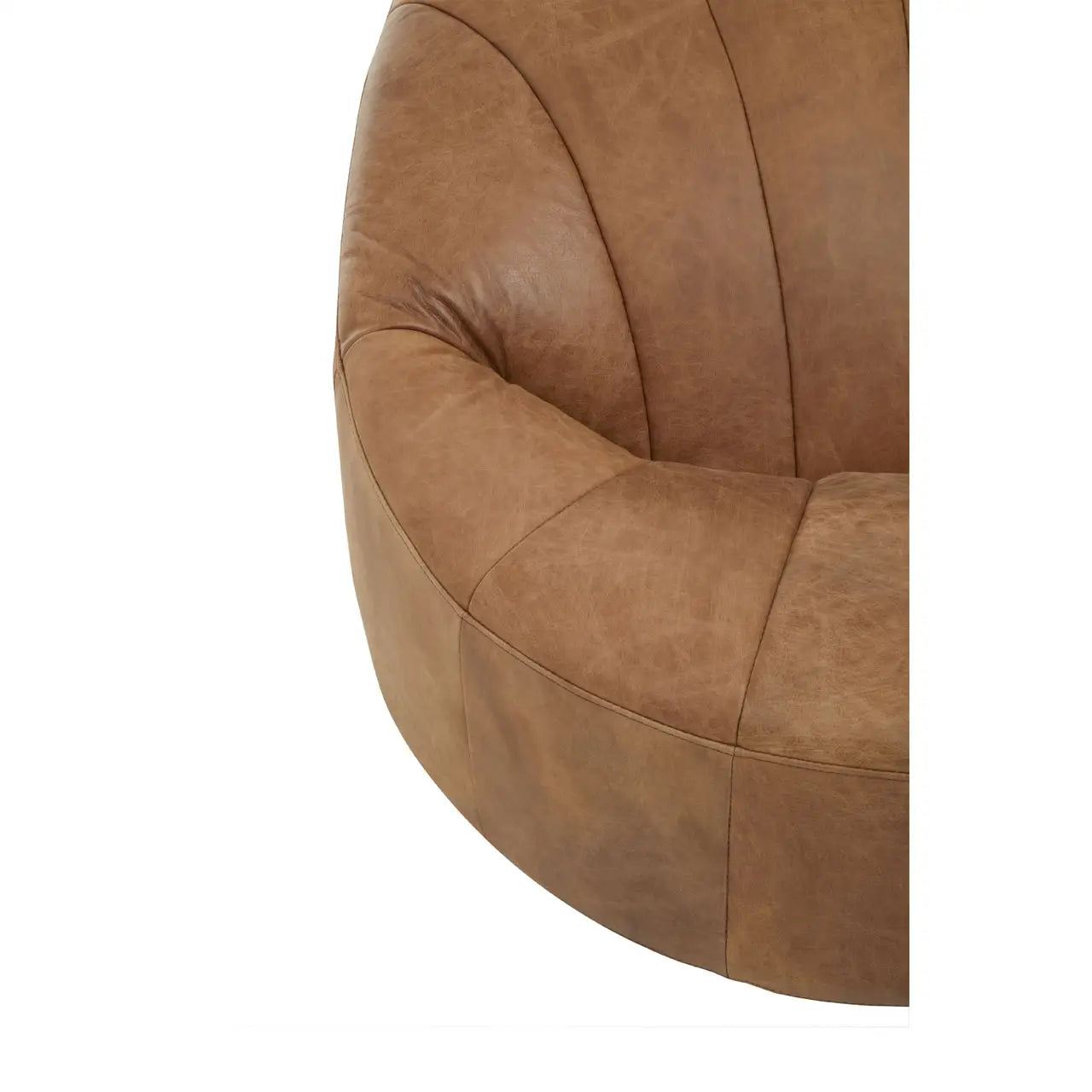 Leather Shell Accent Seat | Pleated Vintage Brown - Wood Velvet