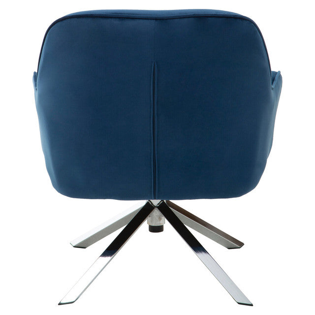 Curved Back & Flared Arm Swivel Chair In Midnight Blue Velvet | Wood Velvet - Wood Velvet