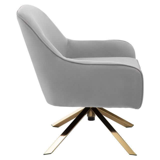 Curved Back & Flared Arm Swivel Chair In Avery Grey Velvet | Wood Velvet - Wood Velvet