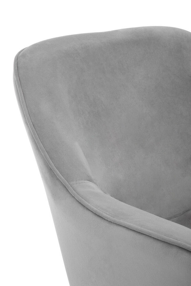 Curved Back & Flared Arm Swivel Chair In Avery Grey Velvet | Wood Velvet - Wood Velvet