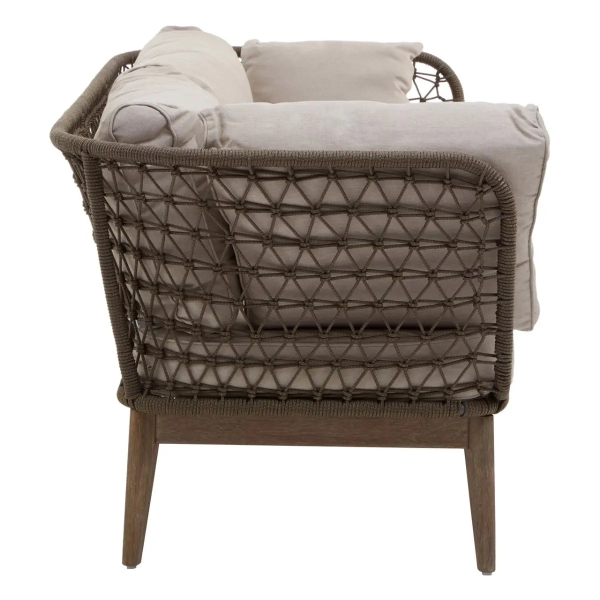 Chic Mid-Century Modern Hand Woven 3-Seat Bronze and Charcoal Sofa - Wood Velvet