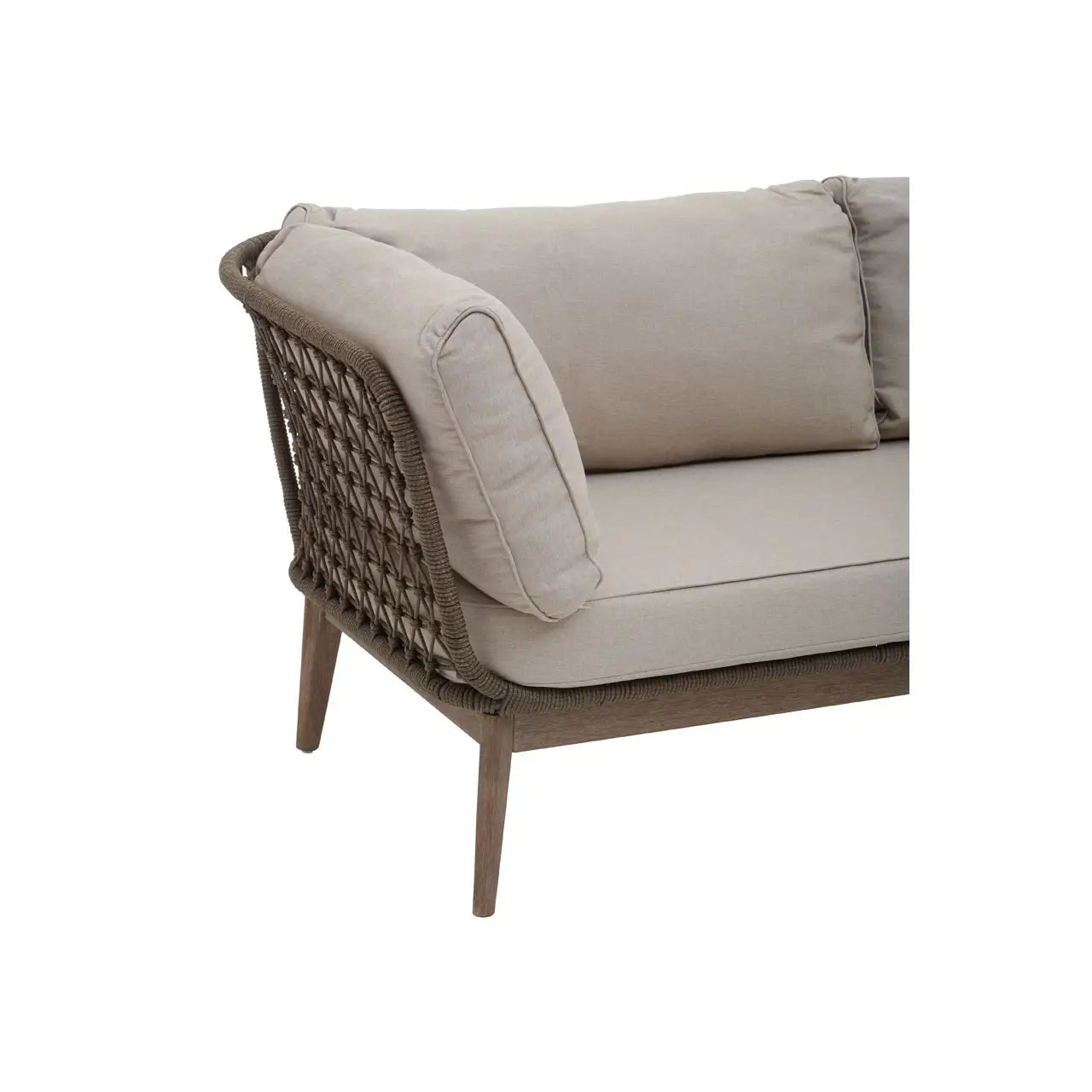 Chic Mid-Century Modern Hand Woven 3-Seat Bronze and Charcoal Sofa - Wood Velvet