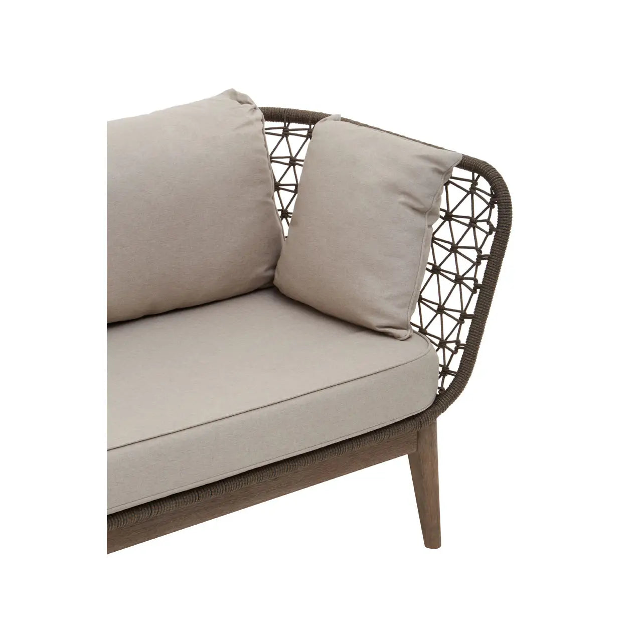 Chic Mid-Century Modern Hand Woven 3-Seat Bronze and Charcoal Sofa - Wood Velvet