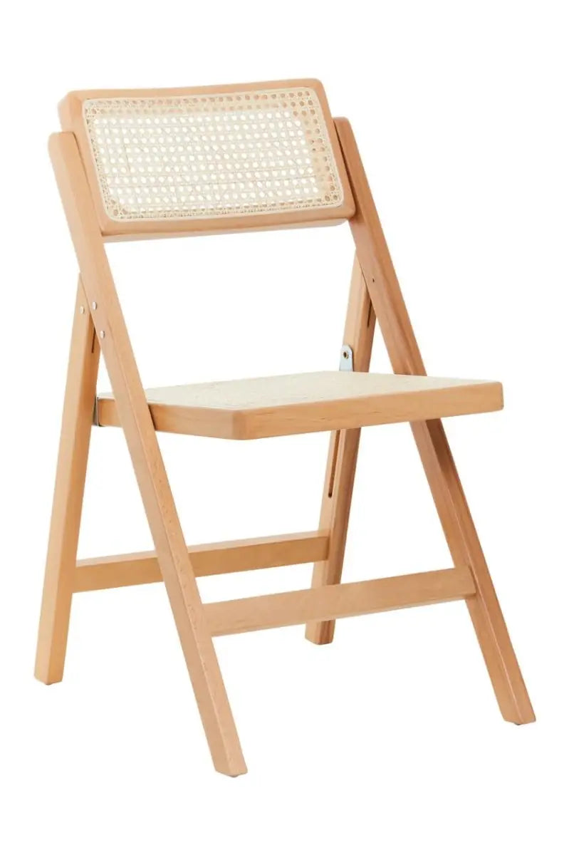 Folding Rattan Chair In Natural Beech Finish | Phili Range - Wood Velvet