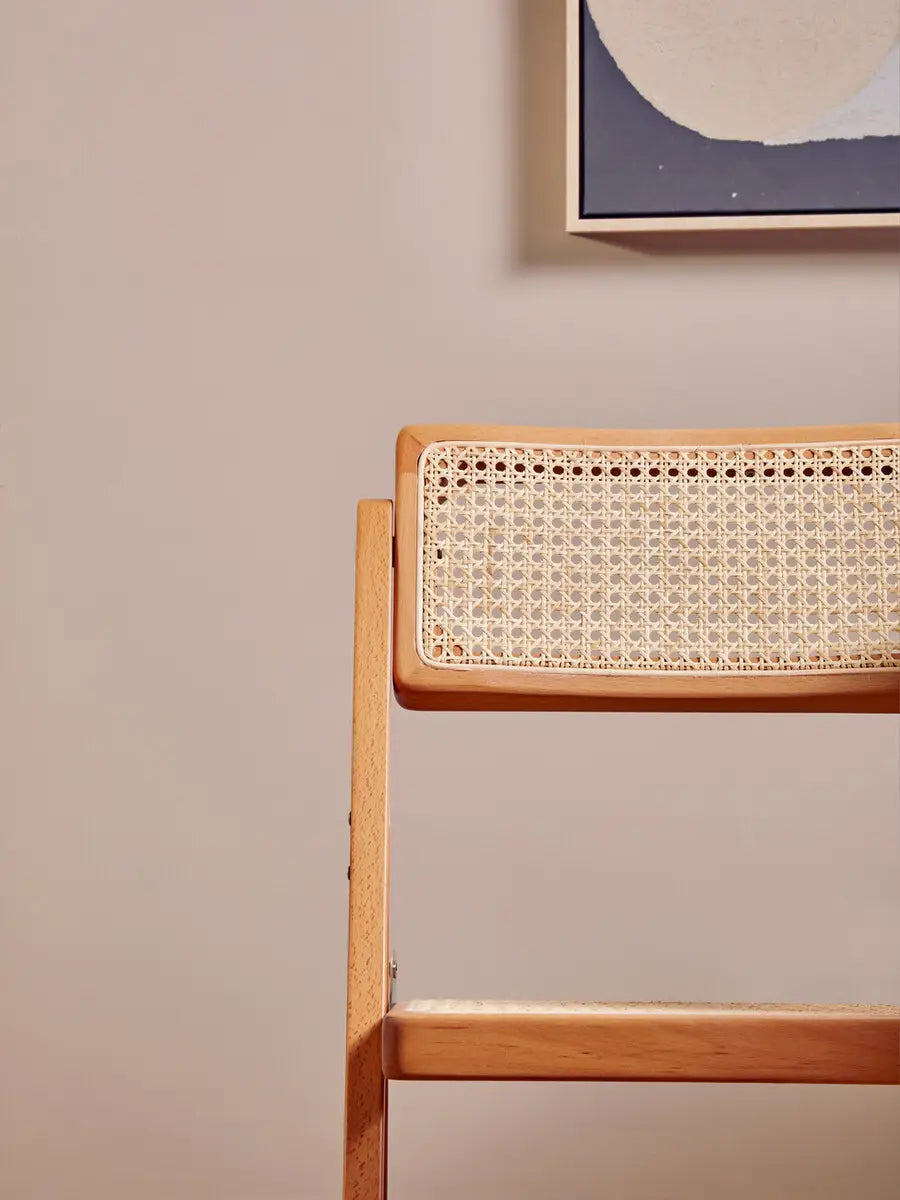 Folding Rattan Chair In Natural Beech Finish | Phili Range - Wood Velvet