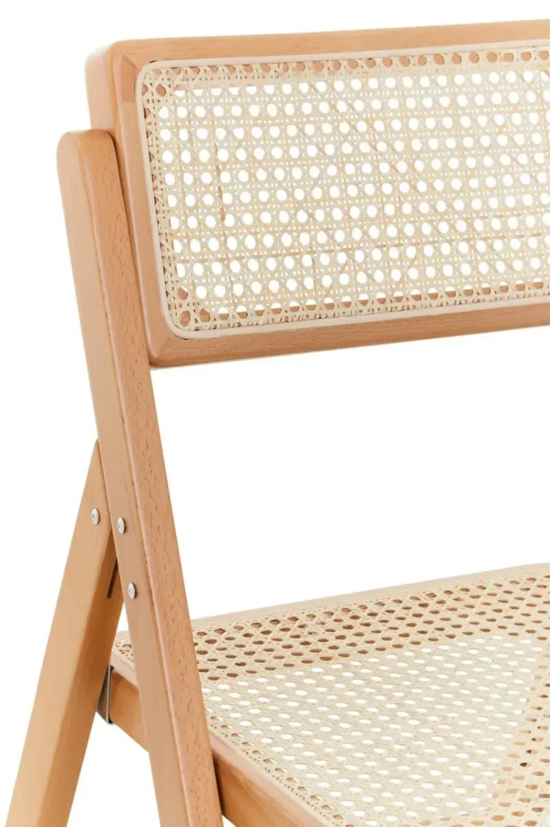 Folding Rattan Chair In Natural Beech Finish | Phili Range - Wood Velvet