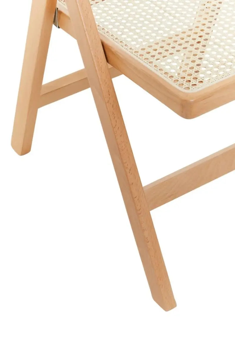 Folding Rattan Chair In Natural Beech Finish | Phili Range - Wood Velvet