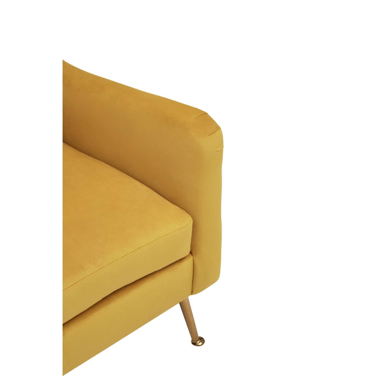 Mid-century Modern Chair In Plush Yellow Velvet & Angular Gold Finish Legs | Wood Velvet - Wood Velvet