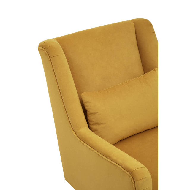 Mid-century Modern Chair In Plush Yellow Velvet & Angular Gold Finish Legs | Wood Velvet - Wood Velvet