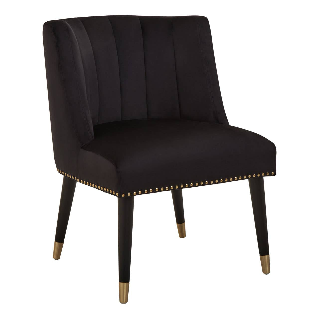 Mid-century Modern Curve Back Chair In Doucet Black Velvet With Black Legs | Wood Velvet - Wood Velvet