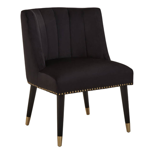 Mid-century Modern Curve Back Chair In Doucet Black Velvet With Black Legs | Wood Velvet - Wood Velvet