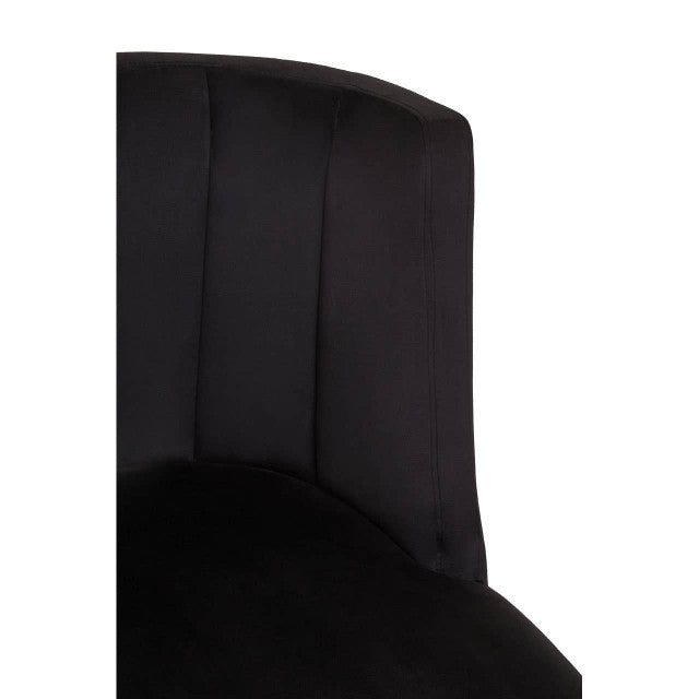 Mid-century Modern Curve Back Chair In Doucet Black Velvet With Black Legs | Wood Velvet - Wood Velvet
