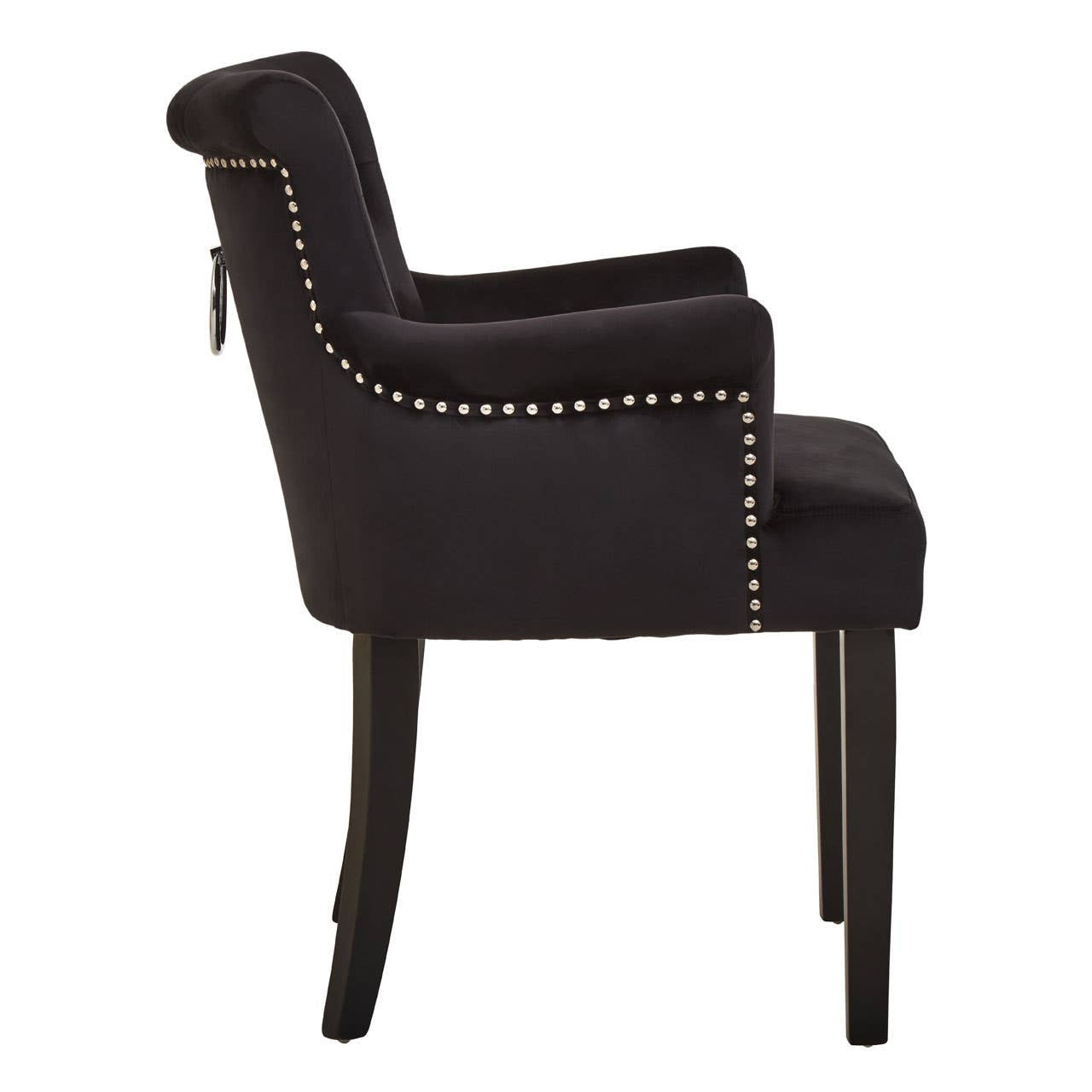 Mid-century Modern Button Back Chair In Doucet Black Velvet With Black Legs | Wood Velvet (Copy) - Wood Velvet