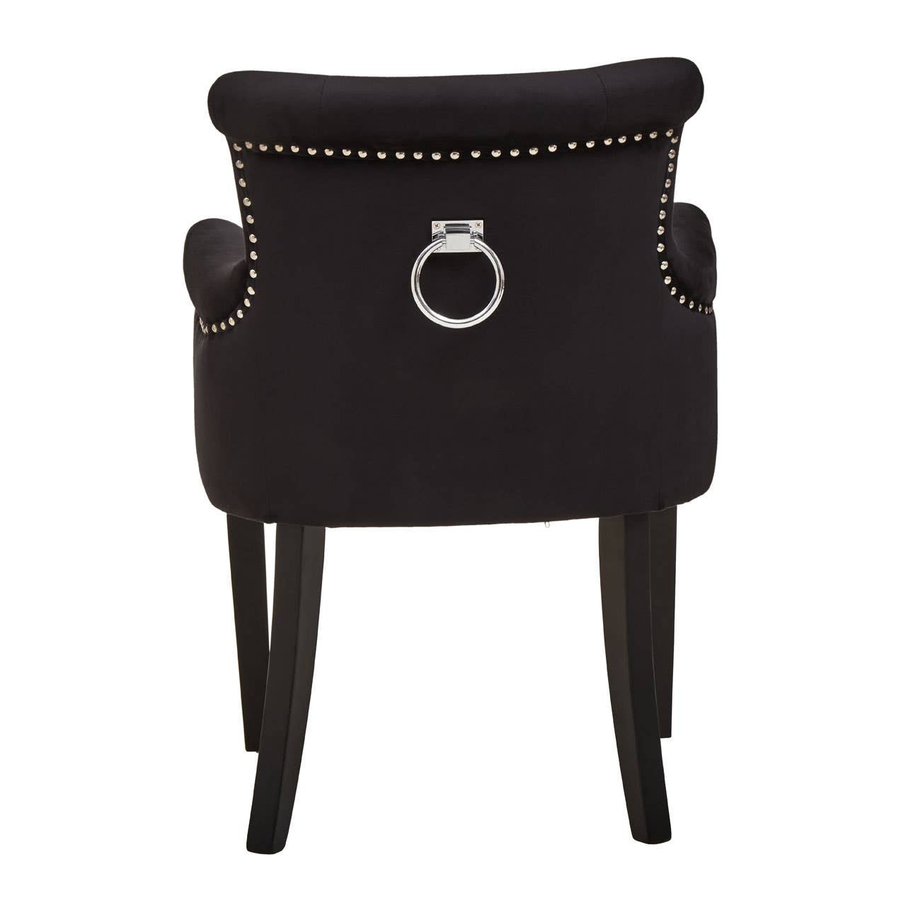 Mid-century Modern Button Back Chair In Doucet Black Velvet With Black Legs | Wood Velvet (Copy) - Wood Velvet