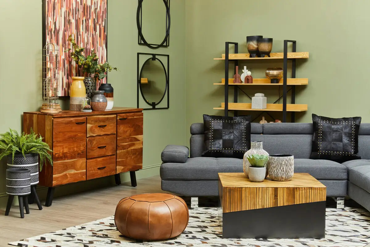 Square Accent Bamboo Angular Coffee Table | Champion - Wood Velvet