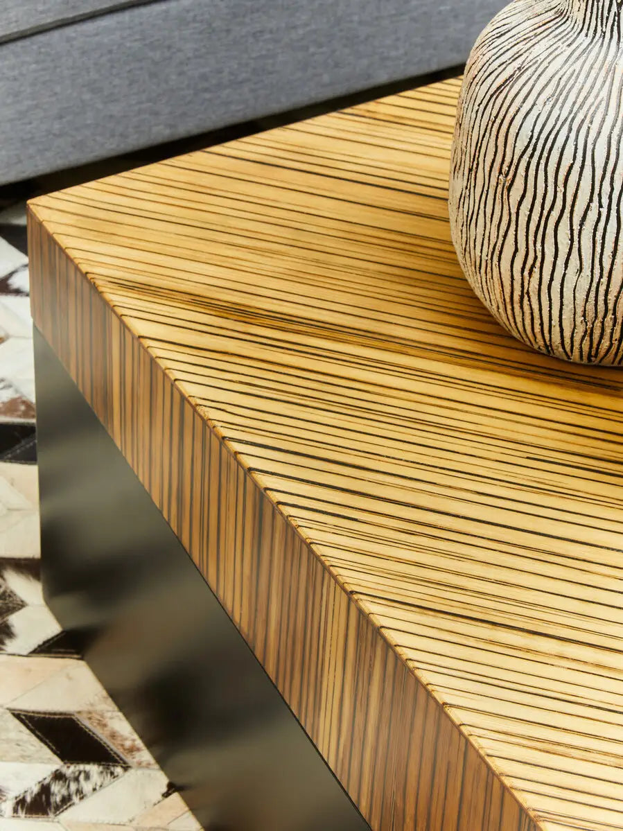 Square Accent Bamboo Angular Coffee Table | Champion - Wood Velvet