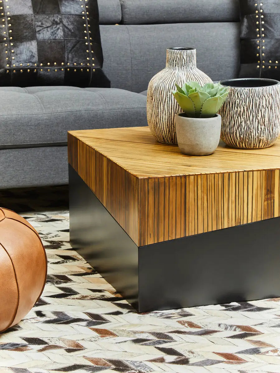Square Accent Bamboo Angular Coffee Table | Champion - Wood Velvet