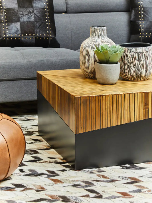 Large Accent Coffee Table Angular Bamboo | Champion - Wood Velvet