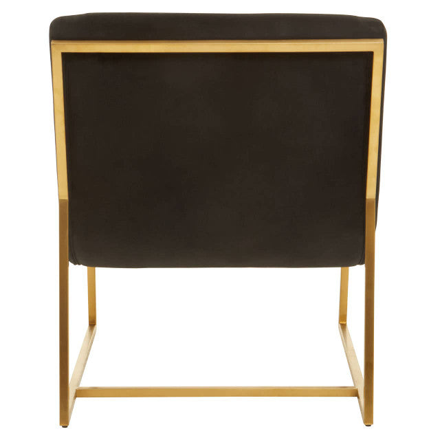 Ribbed Velvet Black and Matte Gold Lounge Chair | Vogue | Wood Velvet - Wood Velvet