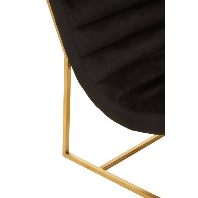 Ribbed Velvet Black and Matte Gold Lounge Chair | Vogue | Wood Velvet - Wood Velvet