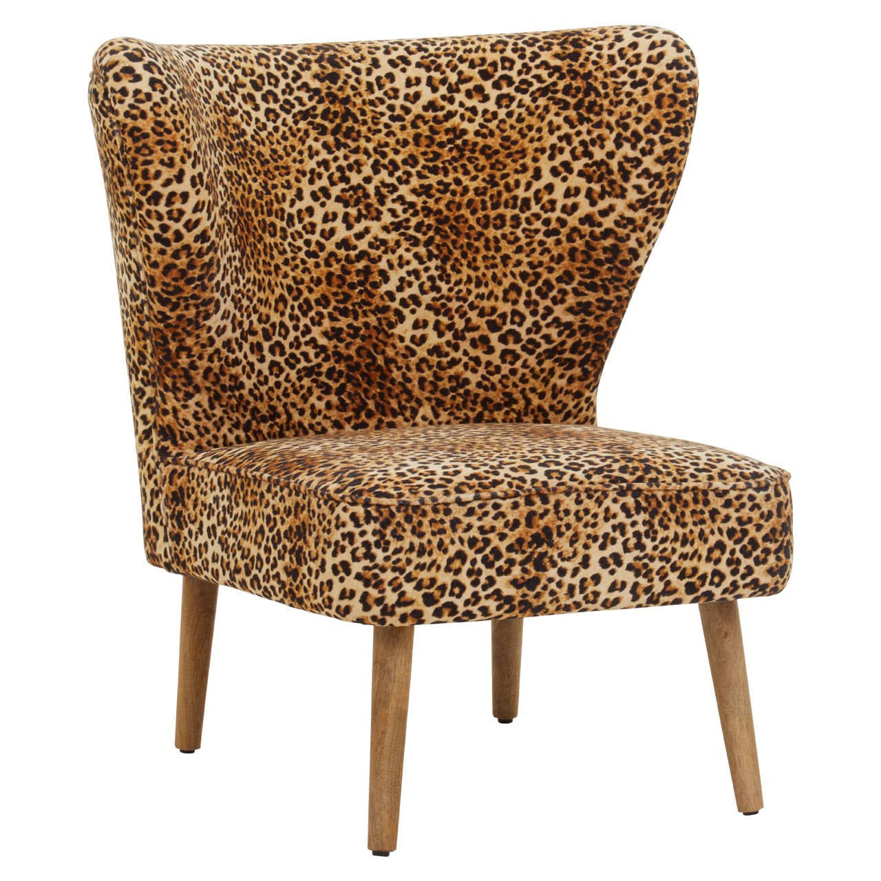 Leopard Print Velvet & Mango Wood Accent Chair | Wood Velvet