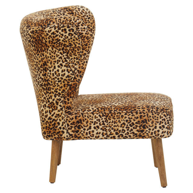 Leopard Print Velvet & Mango Wood Accent Chair | Wood Velvet