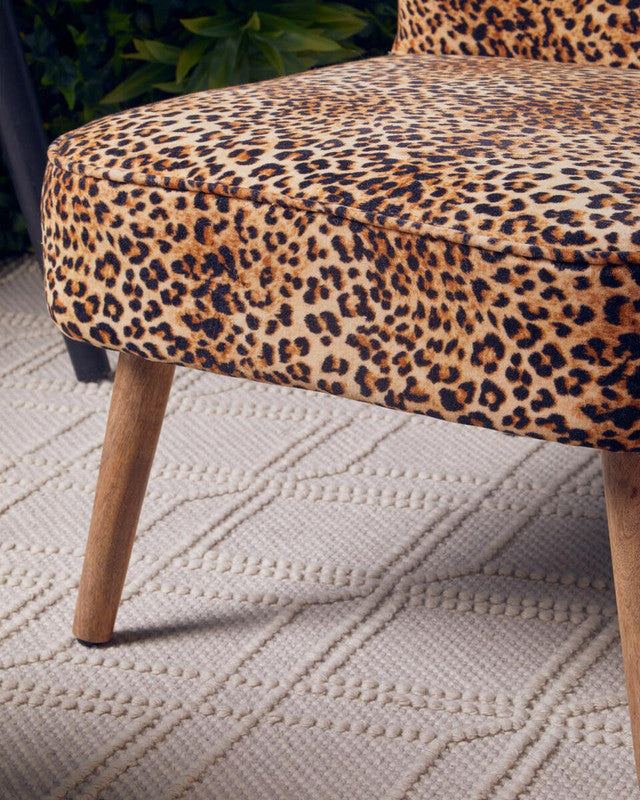 Leopard Print Velvet & Mango Wood Accent Chair | Wood Velvet