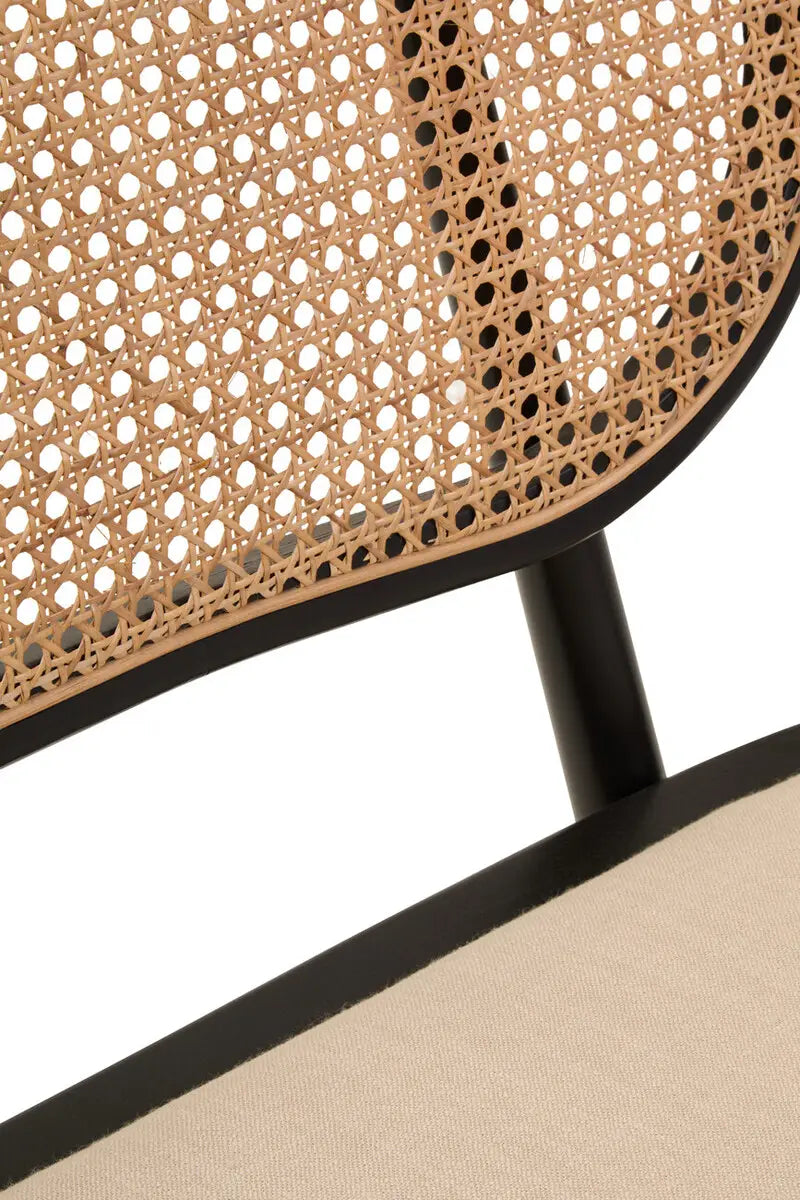 Rattan Bench In Black Elm Wood Frame | Phili Range - Wood Velvet