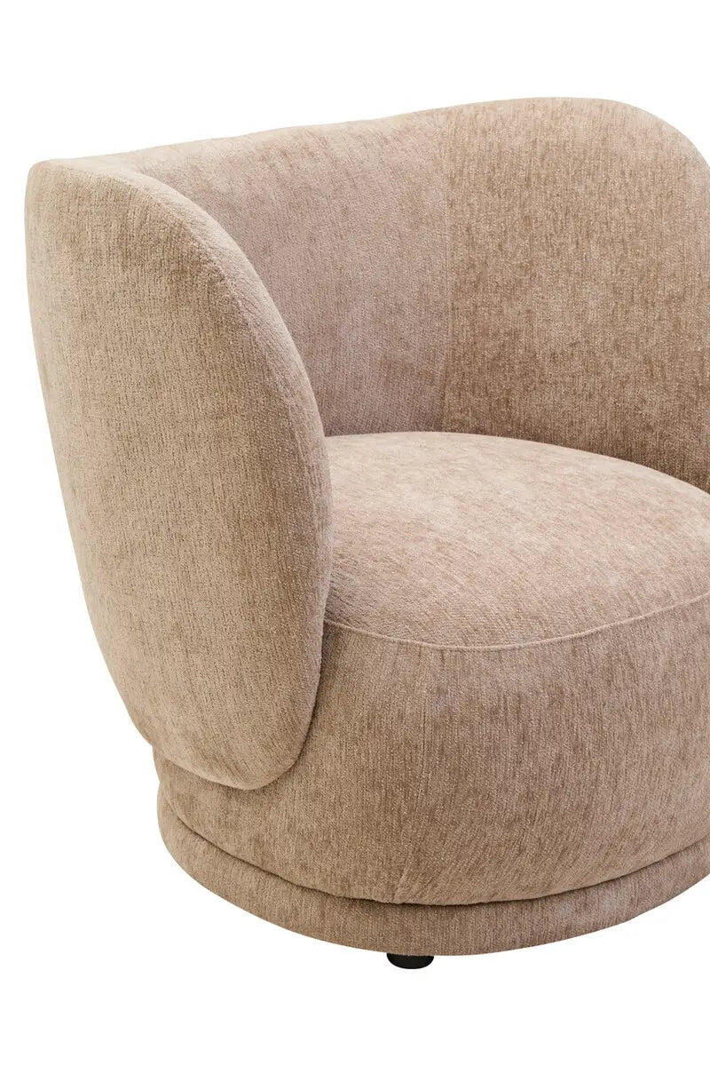 Textured Chenille Effect Curve Chair In A Deep Stone Finish - Wood Velvet