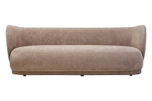 Textured Chenille Effect Curve 3-Seater Sofa In A Deep Stone Finish - Wood Velvet