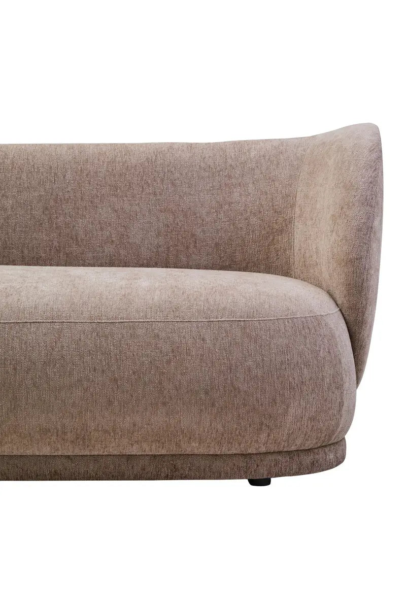 Textured Chenille Effect Curve 3-Seater Sofa In A Deep Stone Finish - Wood Velvet
