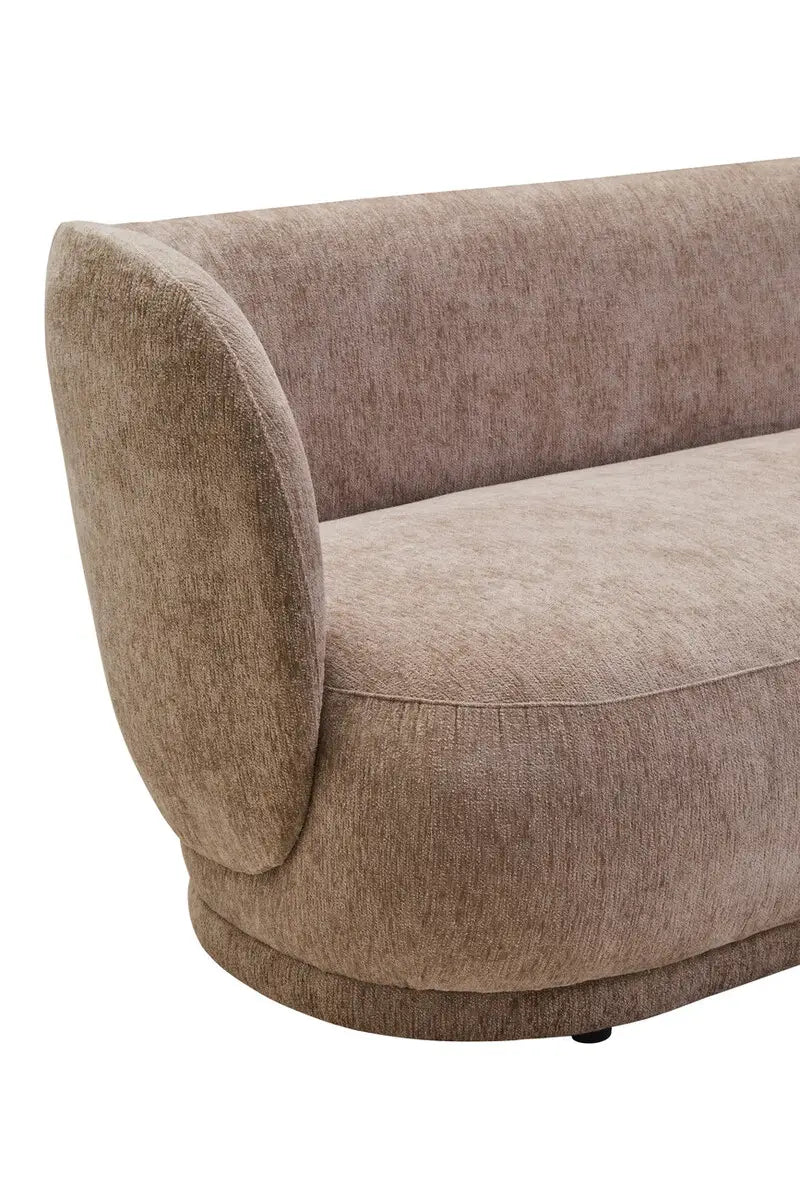 Textured Chenille Effect Curve 3-Seater Sofa In A Deep Stone Finish - Wood Velvet