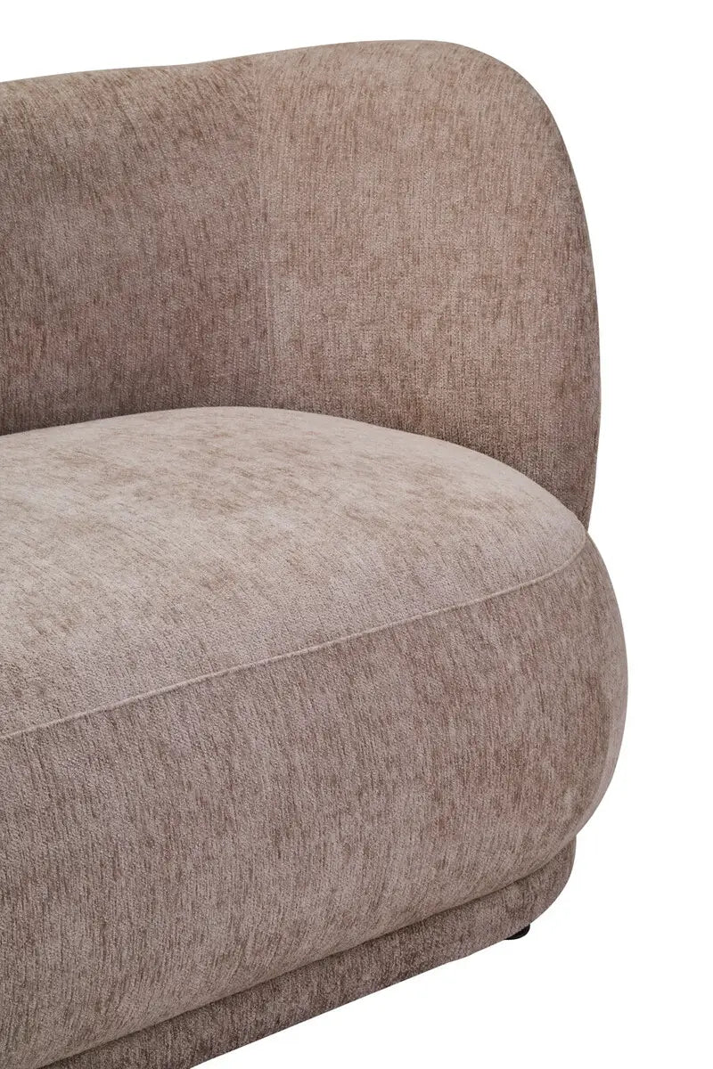 Textured Chenille Effect Curve 3-Seater Sofa In A Deep Stone Finish - Wood Velvet