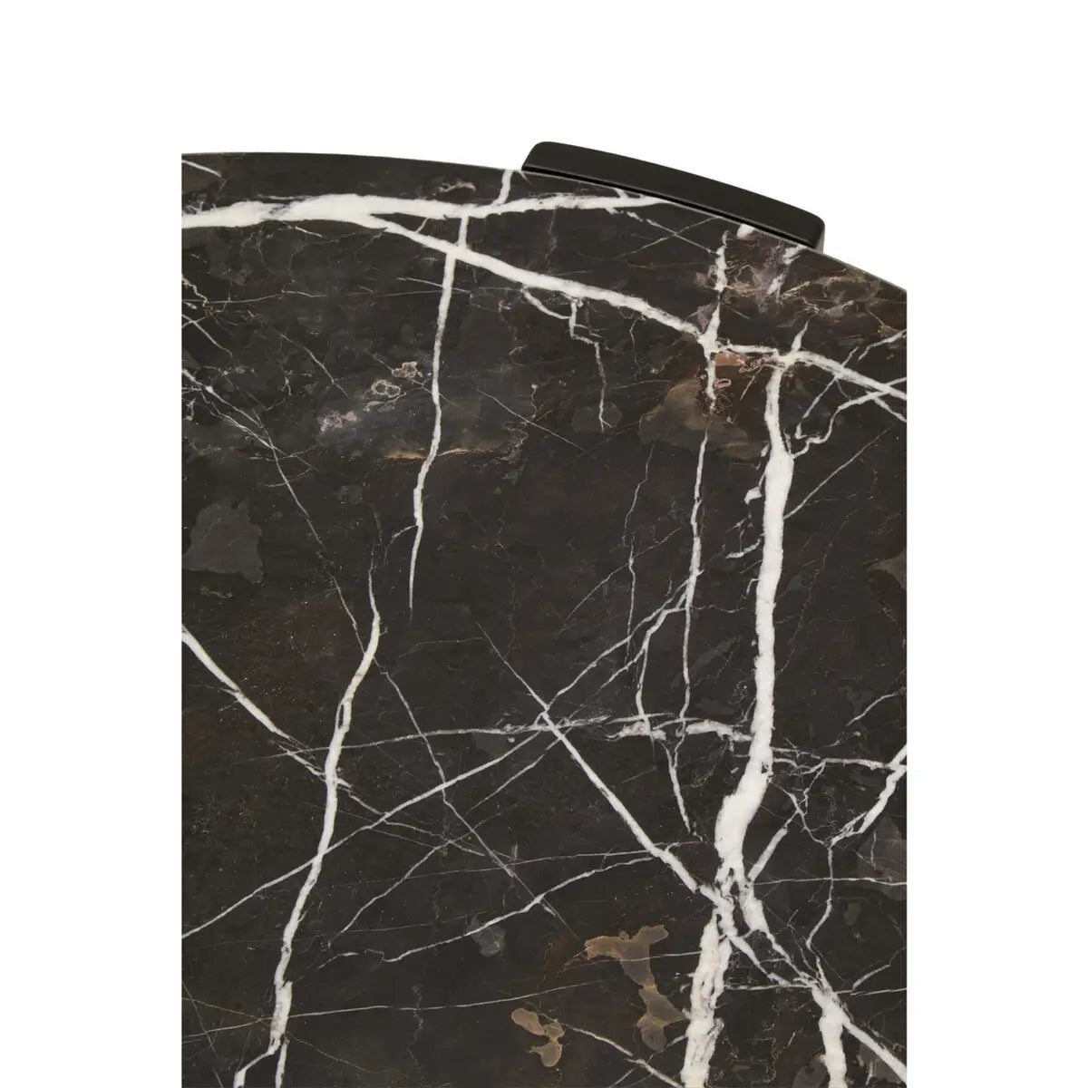 Large Round Marble Top Coffee Table In Black | Organic Veining | Acacia - Wood Velvet