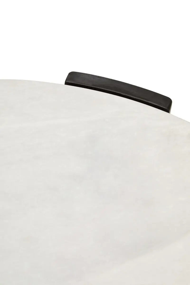 Large Round Marble Top Coffee Table In White | Organic Veining | Acacia