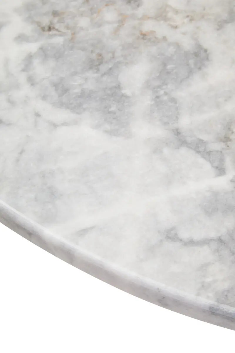 Large Round Marble Top Coffee Table In White | Organic Veining | Acacia - Wood Velvet