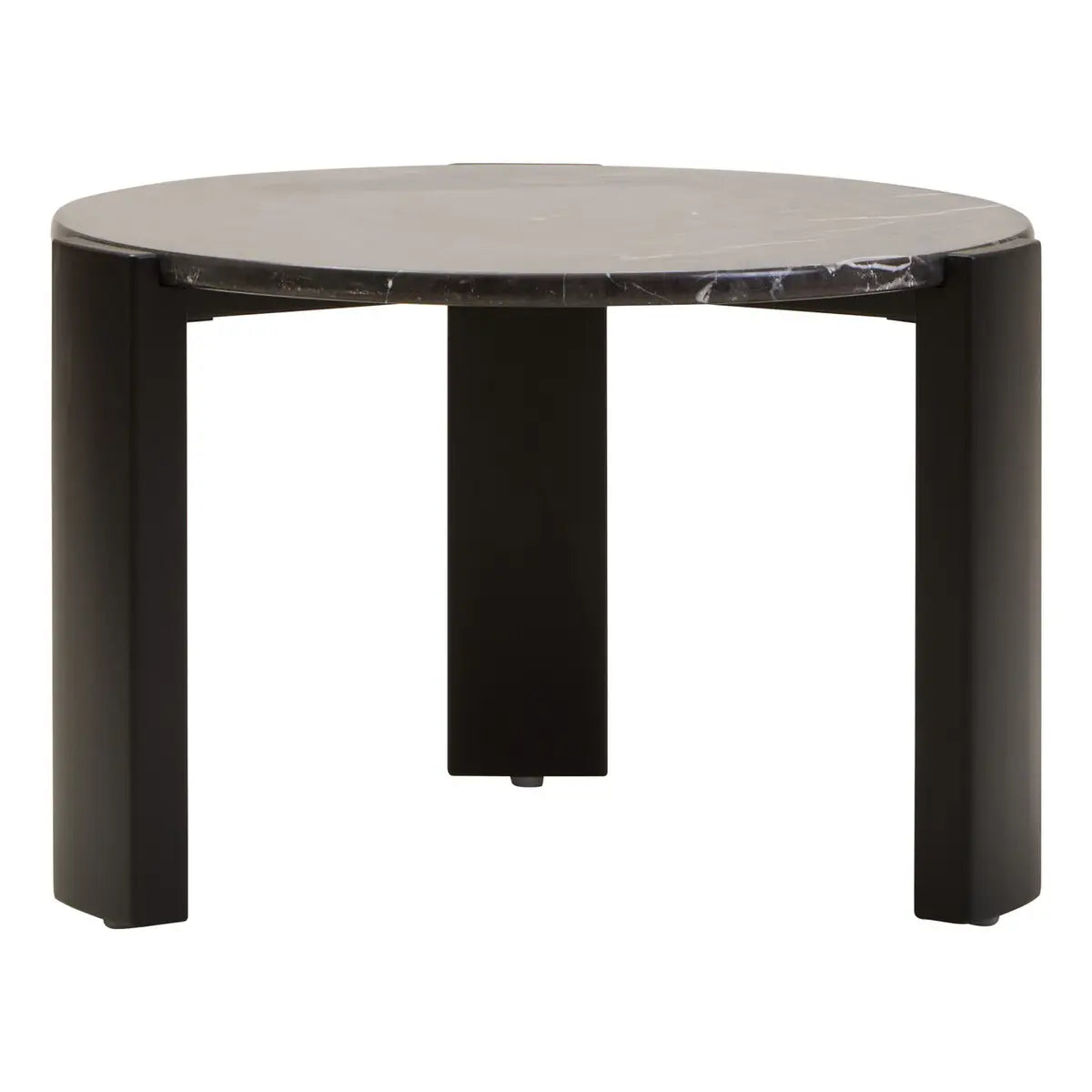 Round Marble Top Coffee Table In Black | Organic Veining | Acacia - Wood Velvet
