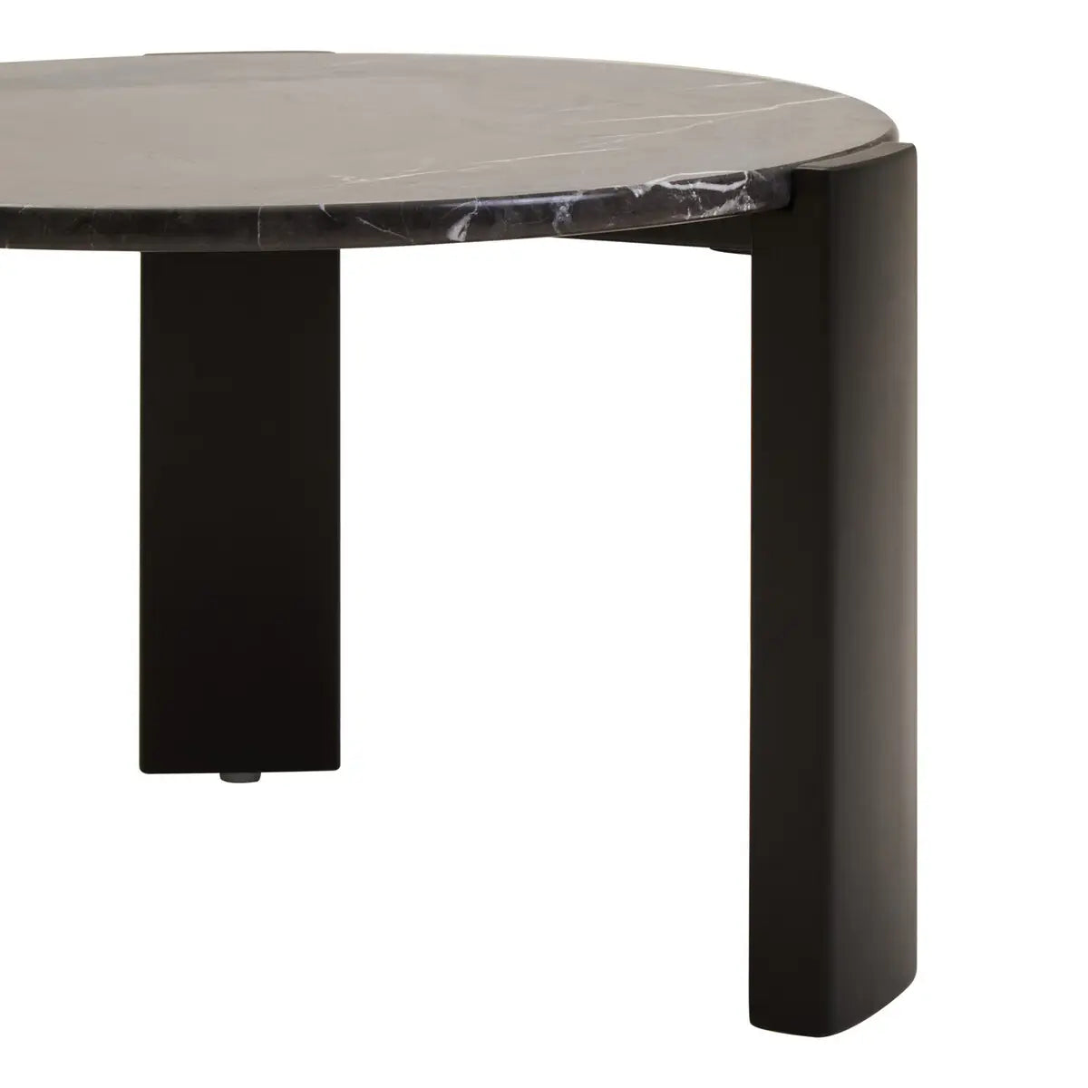 Round Marble Top Coffee Table In Black | Organic Veining | Acacia - Wood Velvet