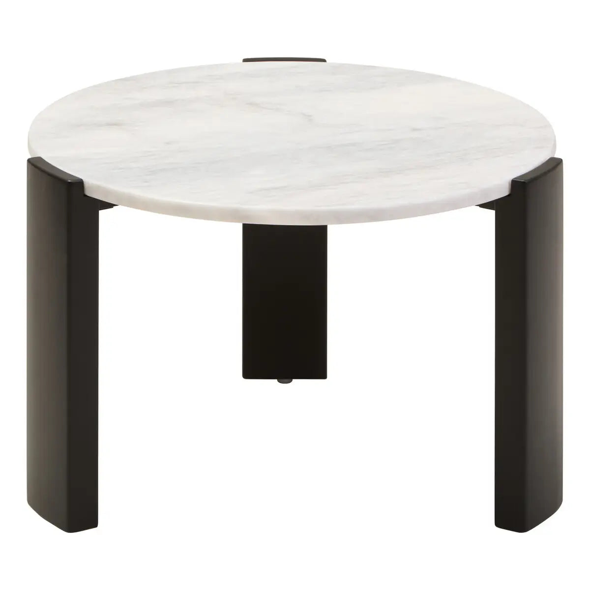Round Marble Top Coffee Table In White | Organic Veining | Acacia - Wood Velvet