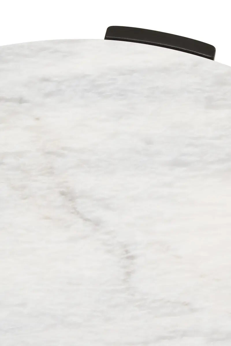 Round Marble Top Coffee Table In White | Organic Veining | Acacia - Wood Velvet