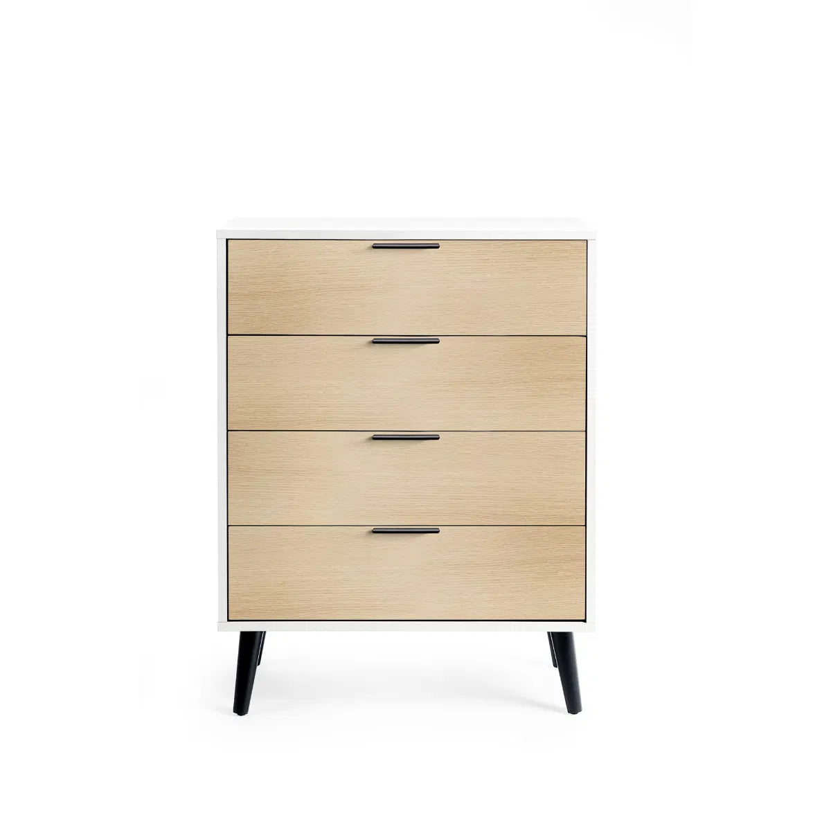 Julian Bowen 4 Drawer Chest In White & Oak Accents | Alba - Wood Velvet