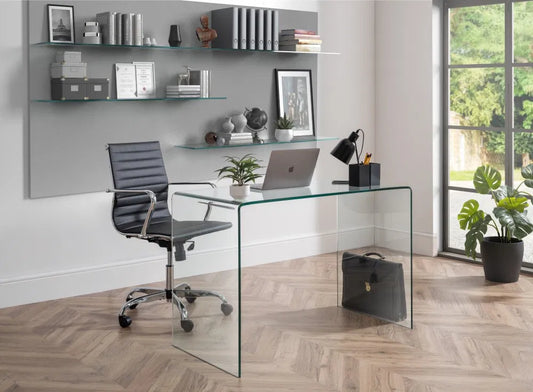 Julian Bowen Curvaceous Glass Desk | Amalfi collection - Wood Velvet